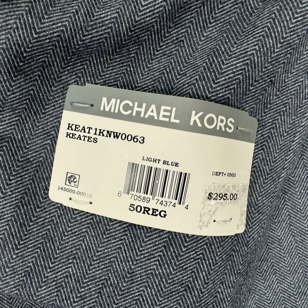 Michael Kors Mens Keates Classic Fit Herringbone Woven Sport Coat Light Blue 50R
